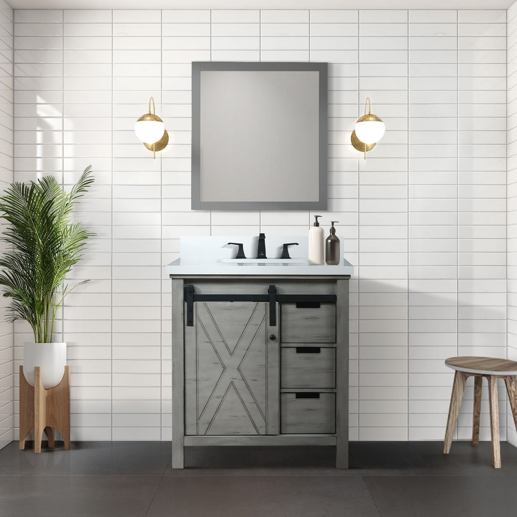 Marsyas 30 Single Vanity Top Square Sink 28 Mirror
