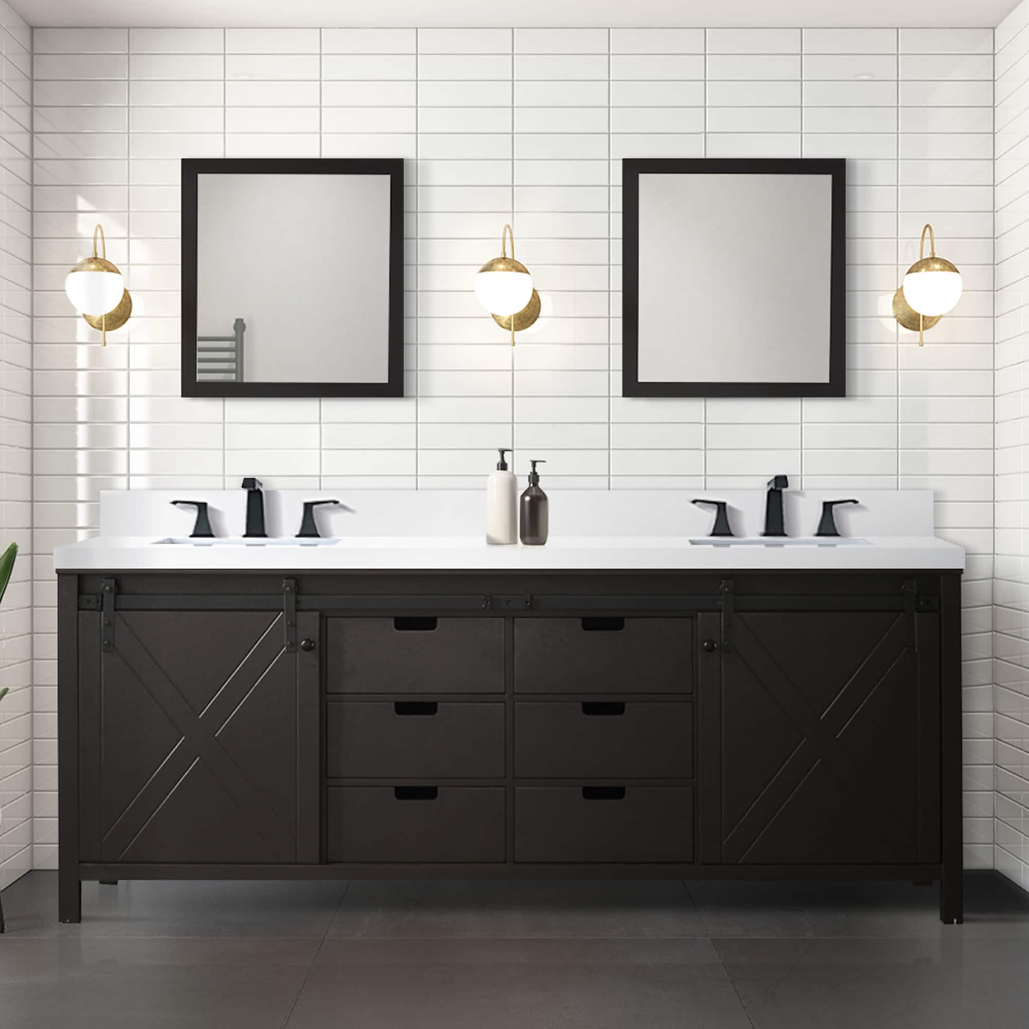 Marsyas 84 Double Vanity Top Square Sink No Mirror