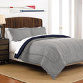 Martex Reversible Full Queen Light Grey Navy Comforter Set