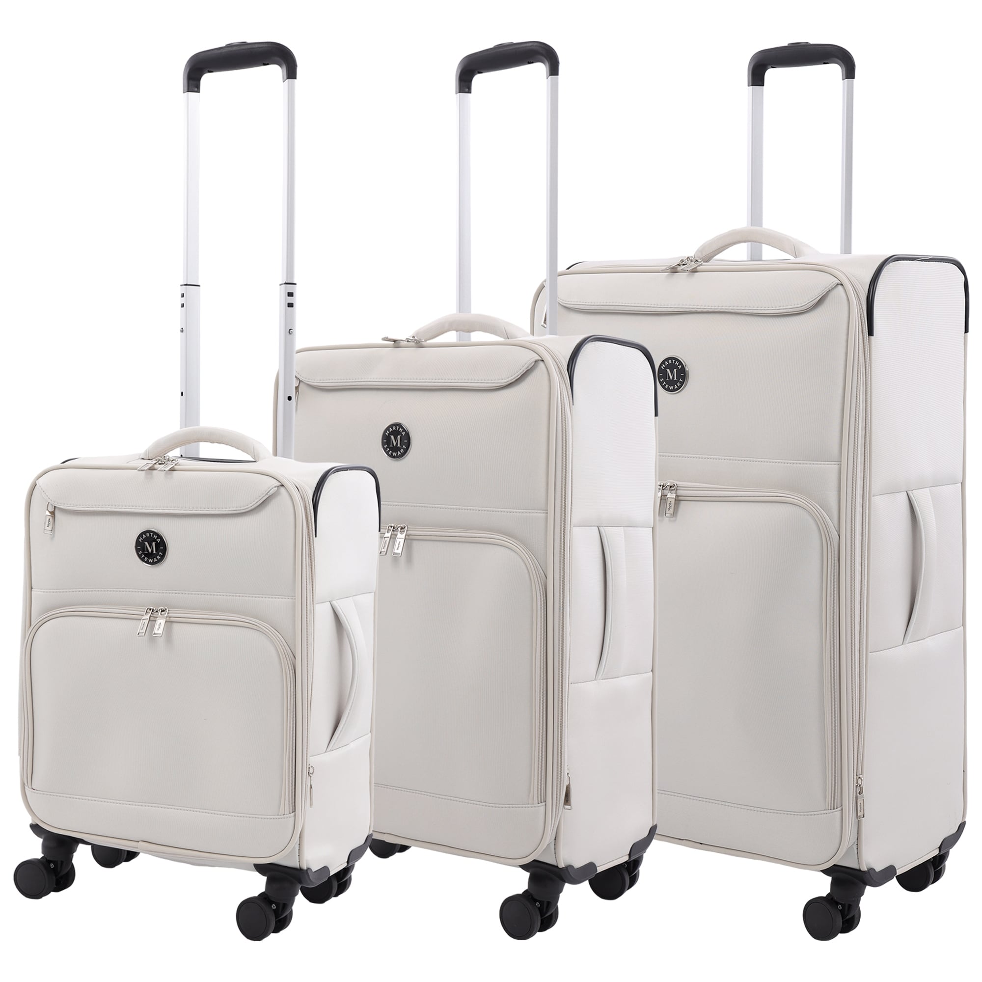 Martha Stewart 3 Piece Softside Luggage Set 22 Carry On 27 Medium 31 Large 8 Spinner Wheels Expandable Softshell