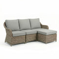 Martha Stewart 3 Seat All Weather Rattan Wicker Patio Sofa With Ottoman