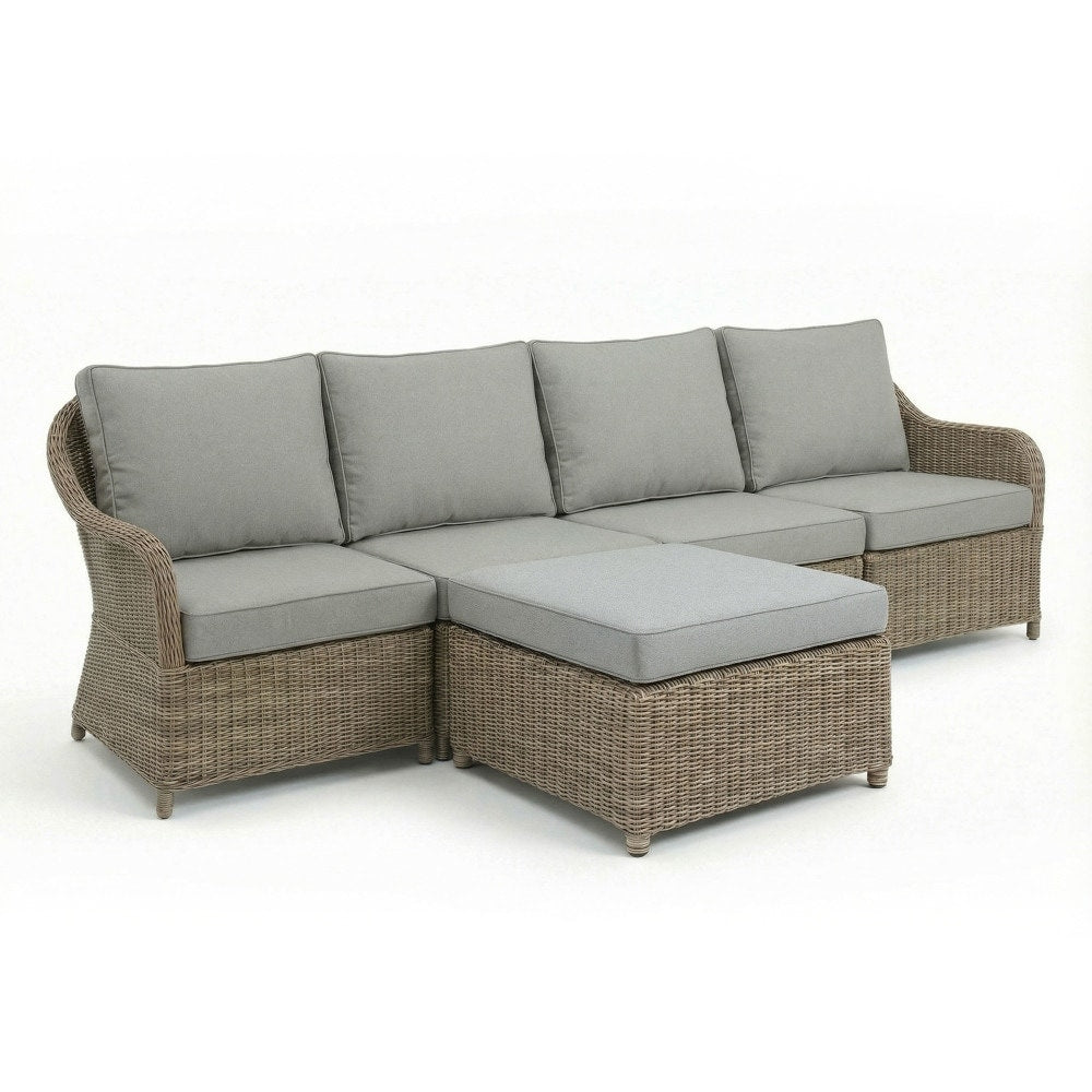 Martha Stewart 4 Seat All Weather Rattan Wicker Patio Sofa With Ottoman