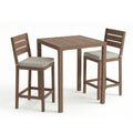 Martha Stewart All Weather Bar Height Patio Set With 35.5 Square Slat Top Table And 2 Stools 19.5 W X 22.5 D X 44.5 H