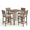 Martha Stewart All Weather Bar Height Patio Set With 35.5 Square Slat Top Table And 4 Stools 19.5 W X 22.5 D X 44.5 H