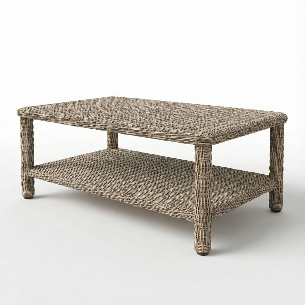 Martha Stewart All Weather Patio Coffee Table With Lower Storage Shelf 22 D X 40.5 W X 16.75 H