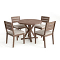 Martha Stewart All Weather Patio Set With 36 Round Trestle Base Table And 4 Stack Chairs 18 W X 23 D X 34 H