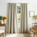 Martha Stewart Bedford Woven Plaid Blackout Back Tab Window Curtain Panel Pair