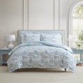 Martha Stewart Farmhouse Toile Cotton Reversible Blue Comforter Set