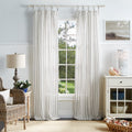 Martha Stewart Laguna Stripe Semi Sheer Tie Tab Curtain Panel Pair