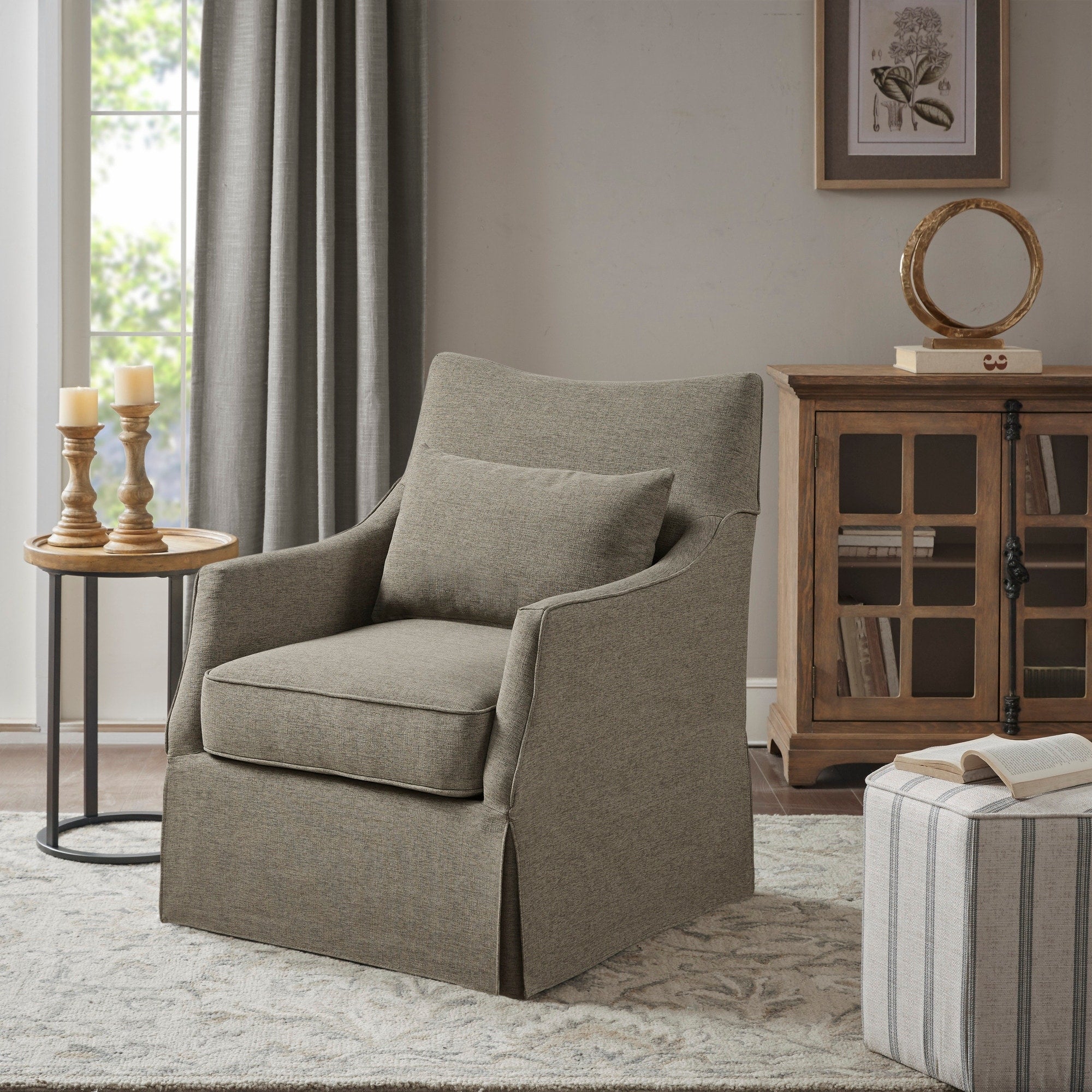 Martha Stewart London Skirted Swivel Chair