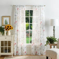 Martha Stewart Marthas Garden Floral Semi Sheer Rod Pocket Window Curtain Panel Pair