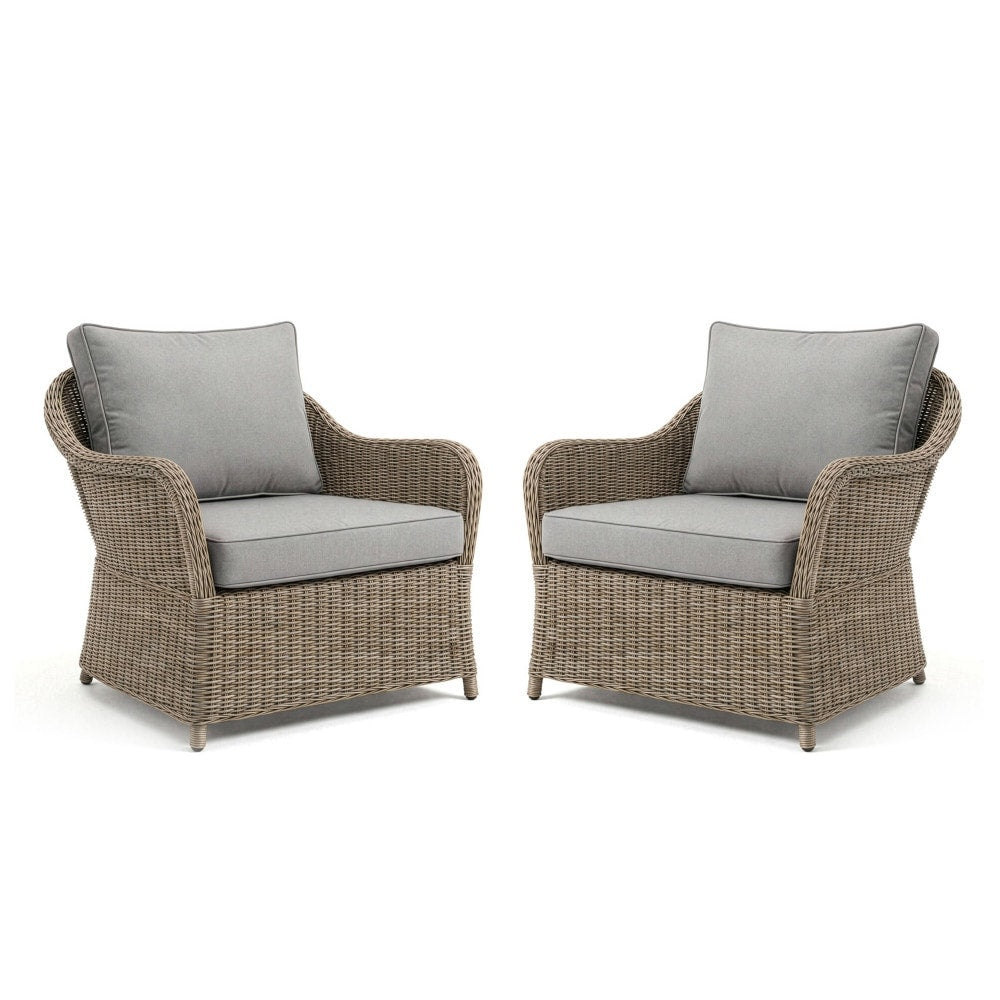 Martha Stewart Set Of 2 All Weather Club Chairs With Back And Seat Cushions 31 W X 31.25 D X 30.25 H