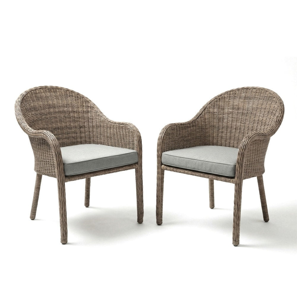 Martha Stewart Set Of 2 All Weather Stacking Armchairs With Seat Cushions 27.75 D X 25.25 W X 33.5 H