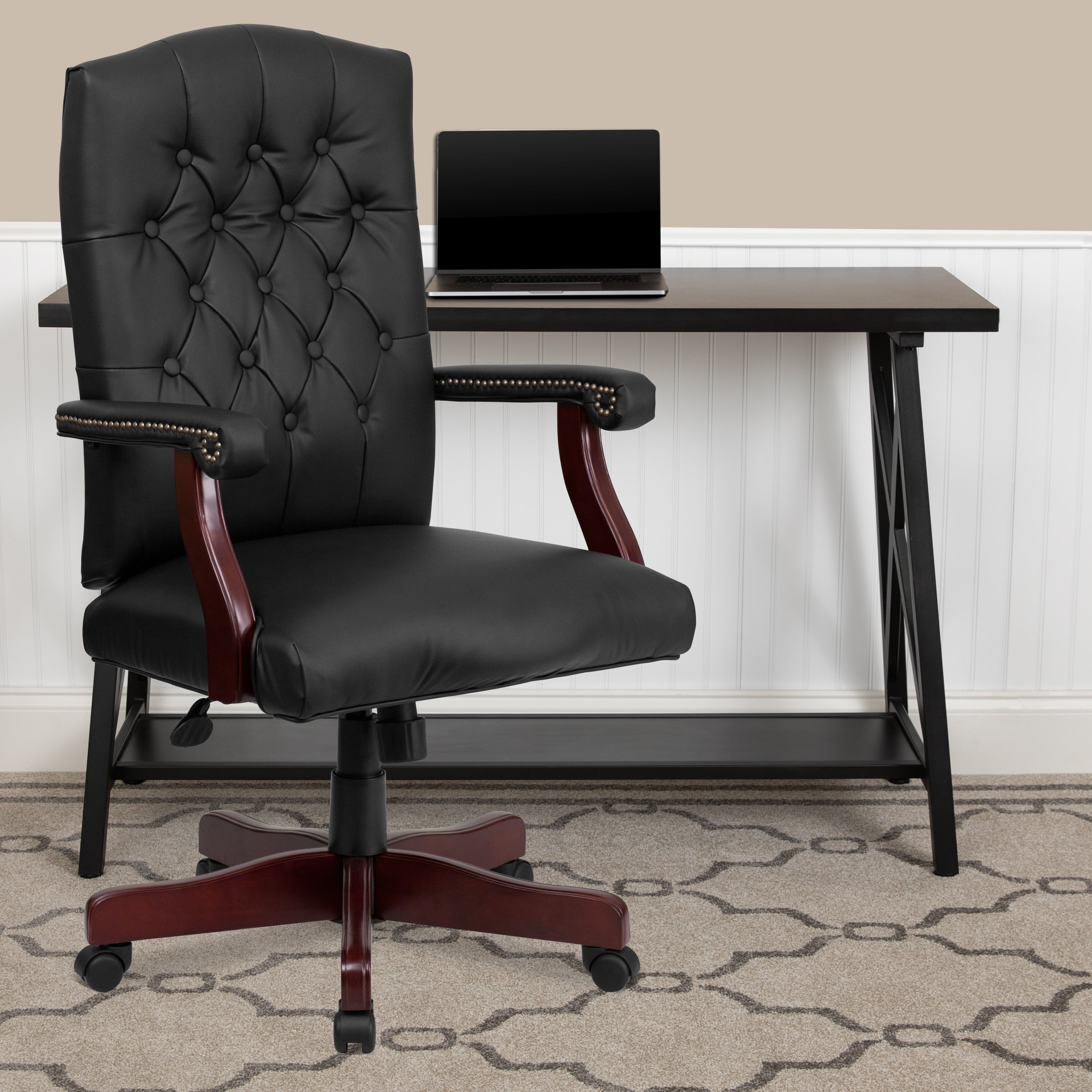 Martha Washington Black Leather Executive Swivel Chair
