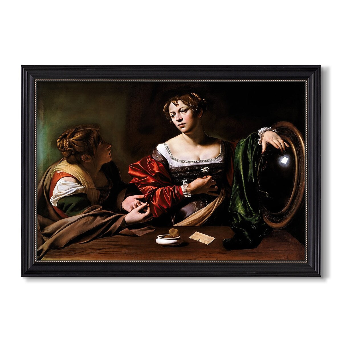 Martha And Mary Magdalene C 1598 Caravaggio Custom Framed Canvas