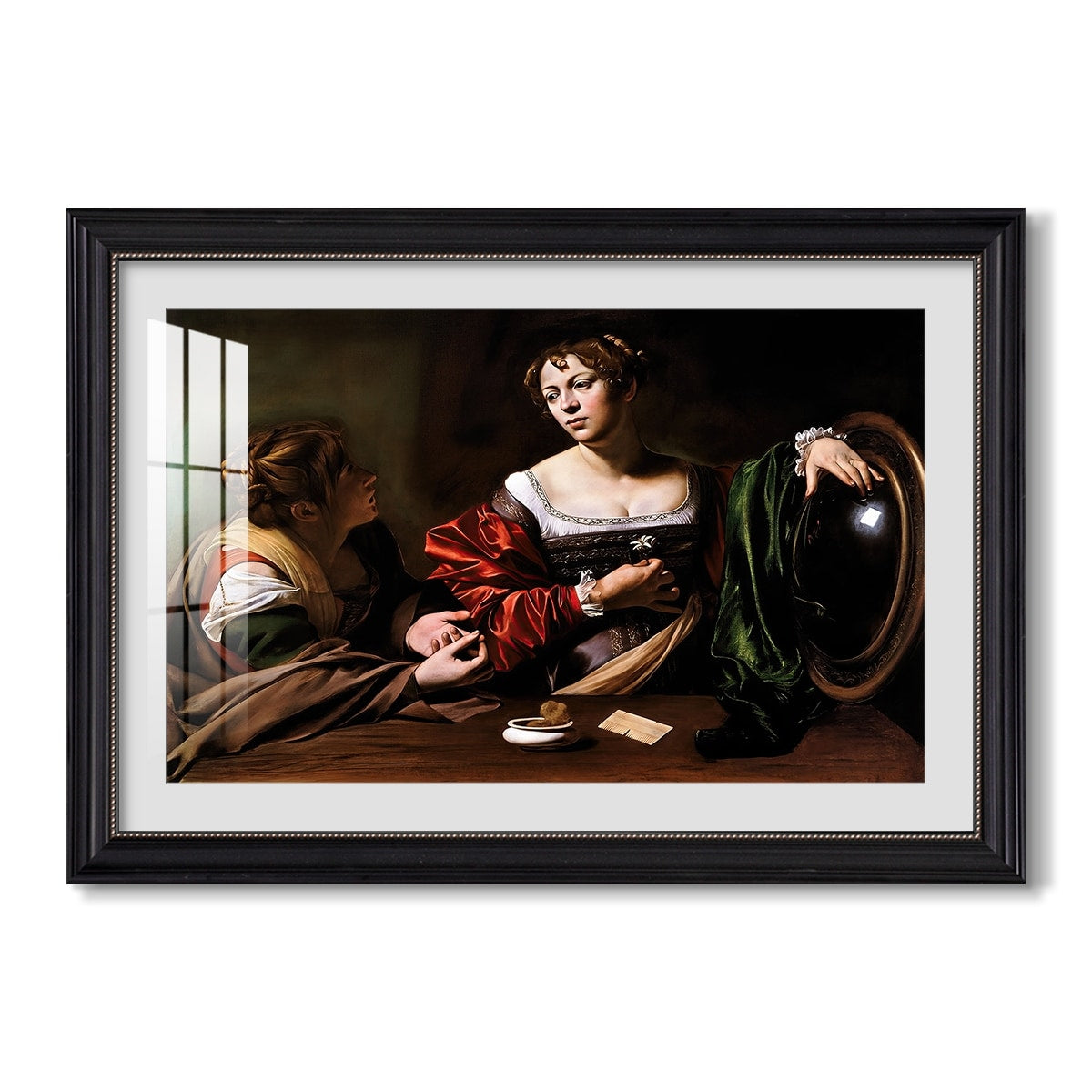 Martha And Mary Magdalene C 1598 Caravaggio Custom Framed Print