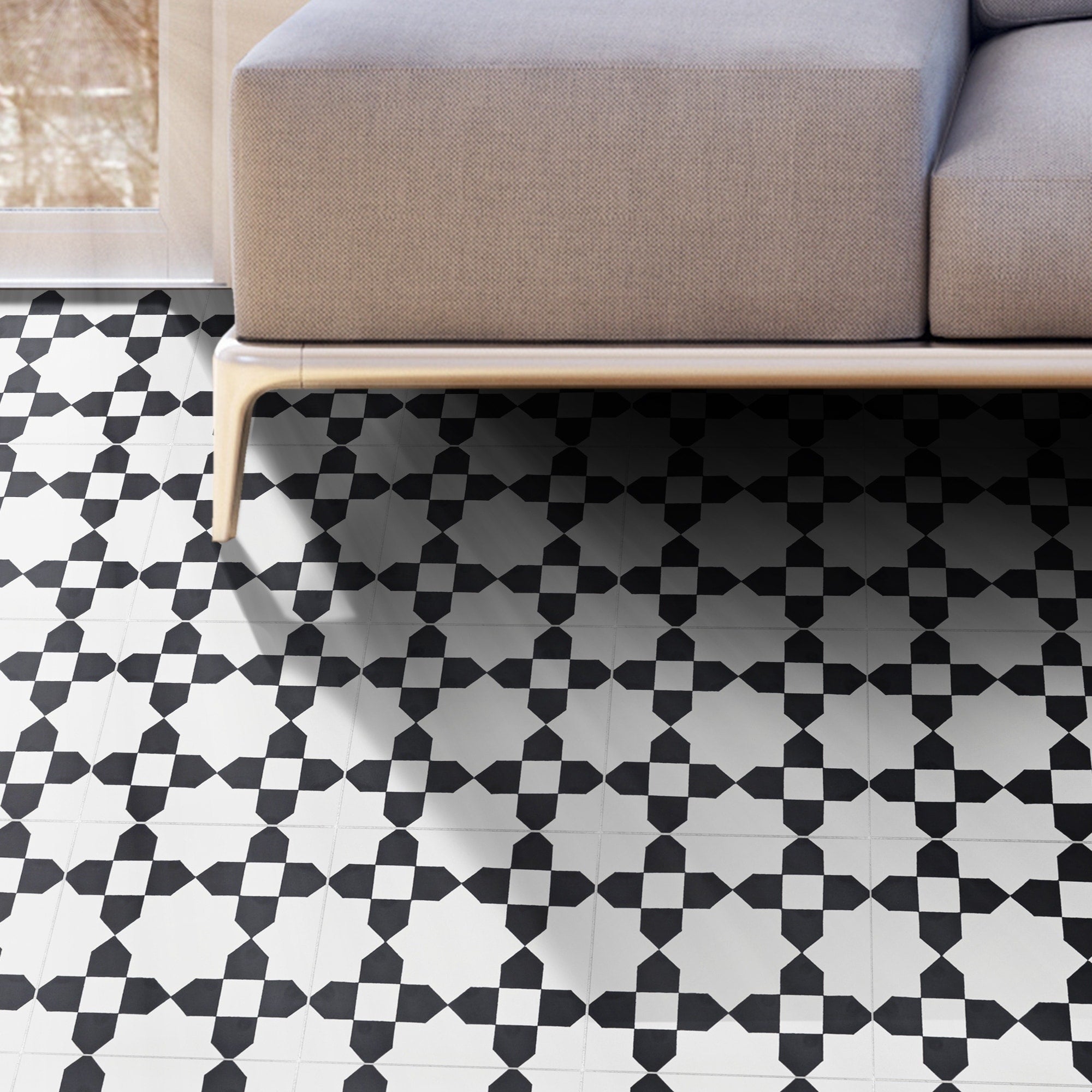 Martil In Black And White Handmade 8X8 In Moroccan Tile Pack 12