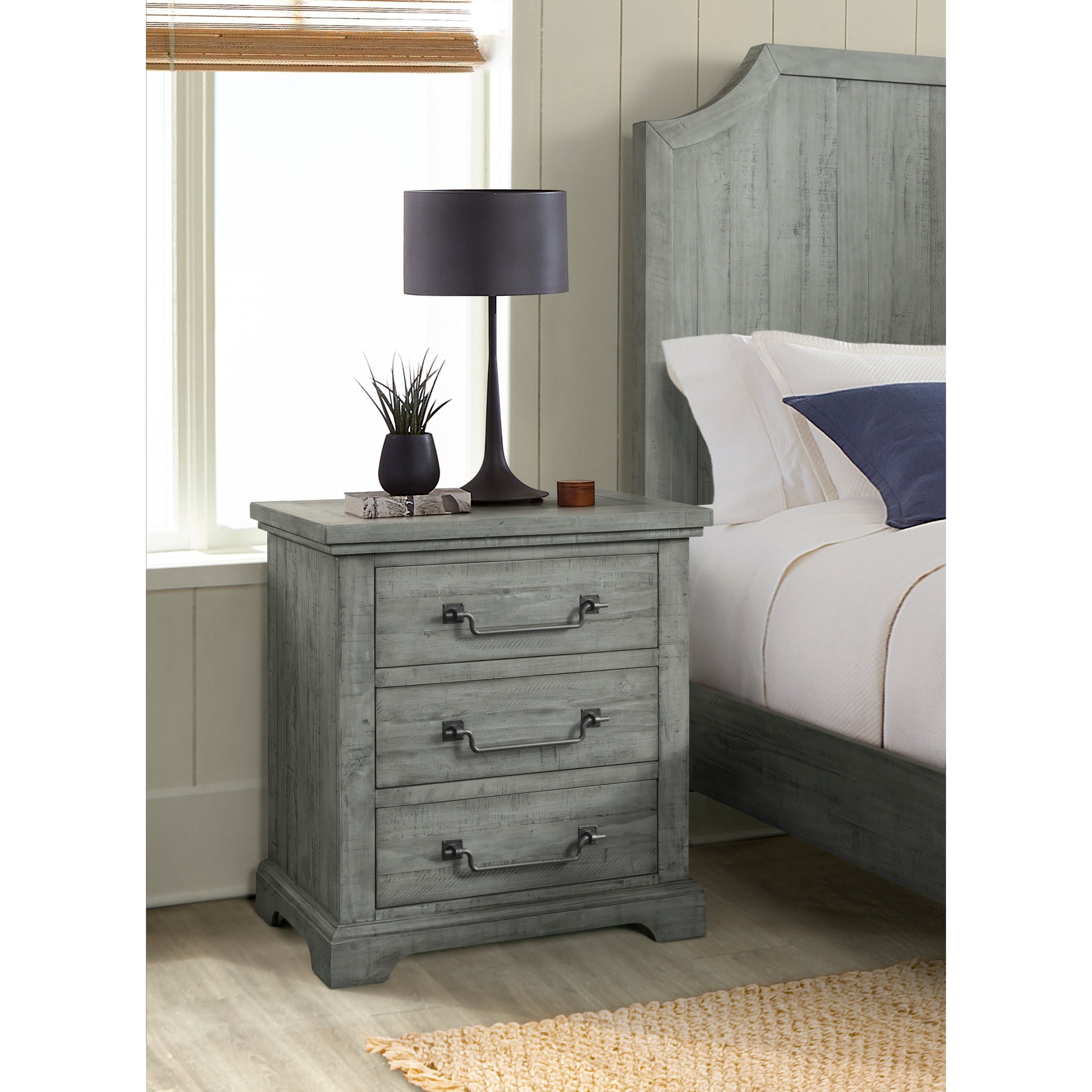 Martin Svensson Home Beach House 2 Drawer Solid Wood Nightstand Dove Grey