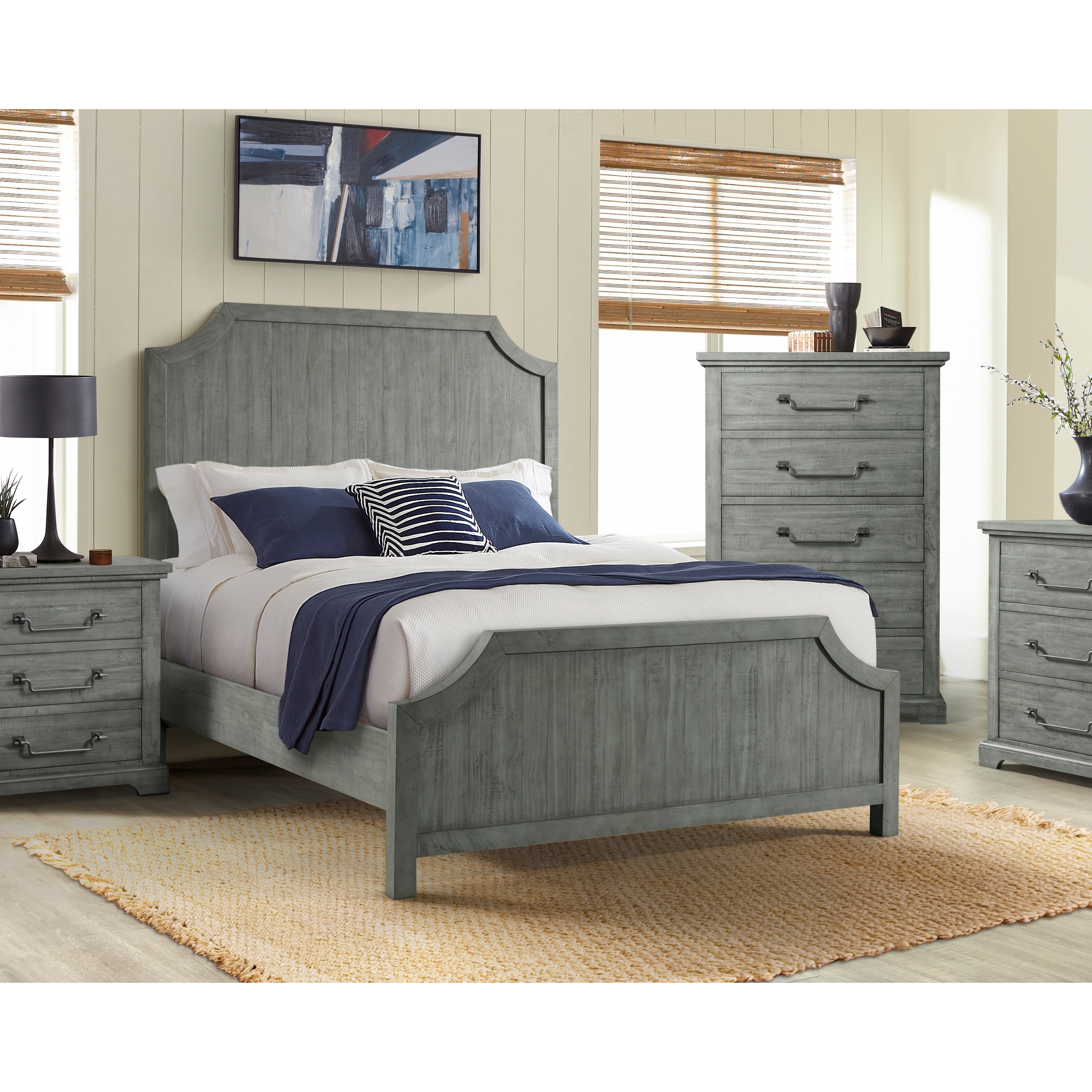 Martin Svensson Home Beach House Solid Wood Panel Bed Dove Grey
