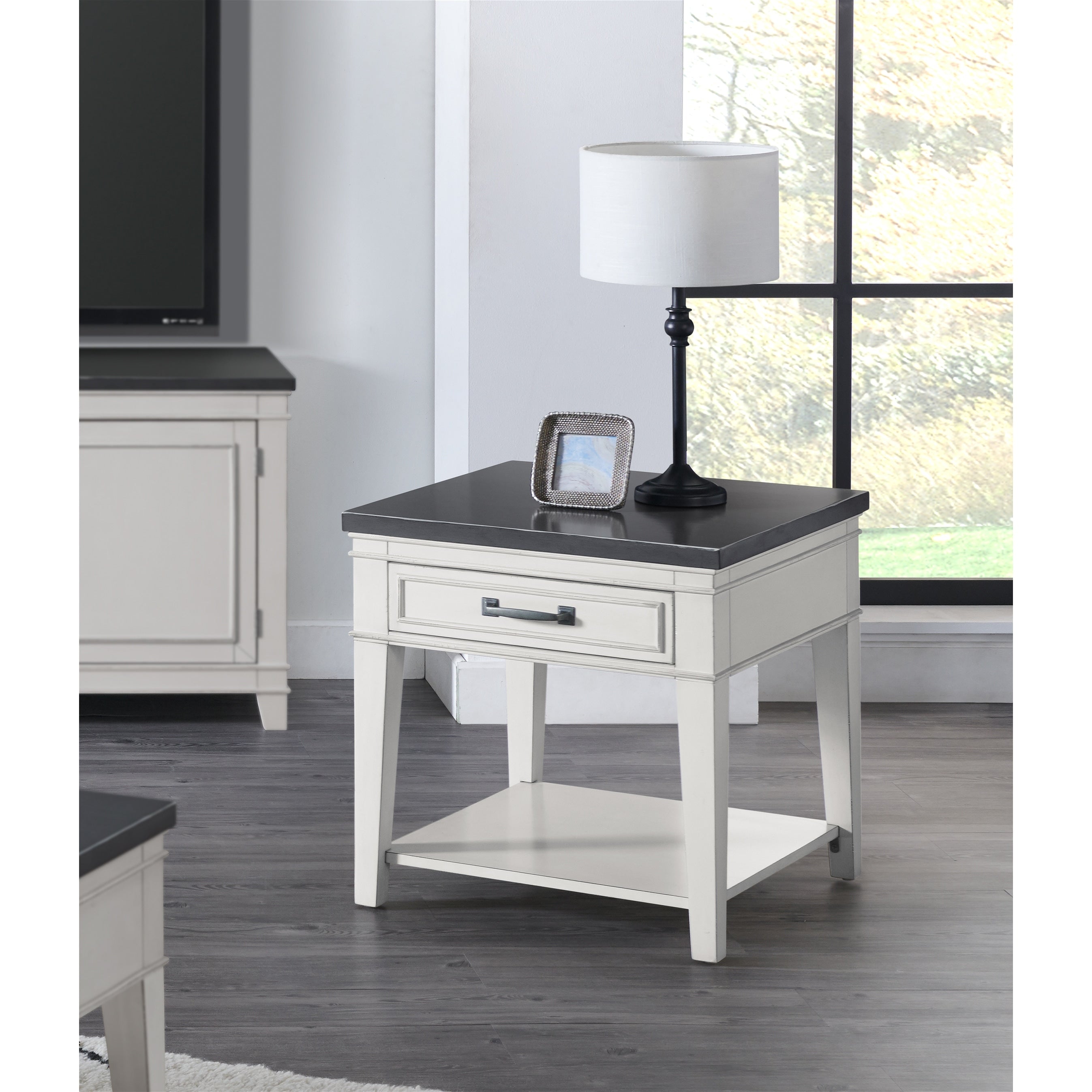 Martin Svensson Home Del Mar 1 Drawer End Table Antique White And Grey