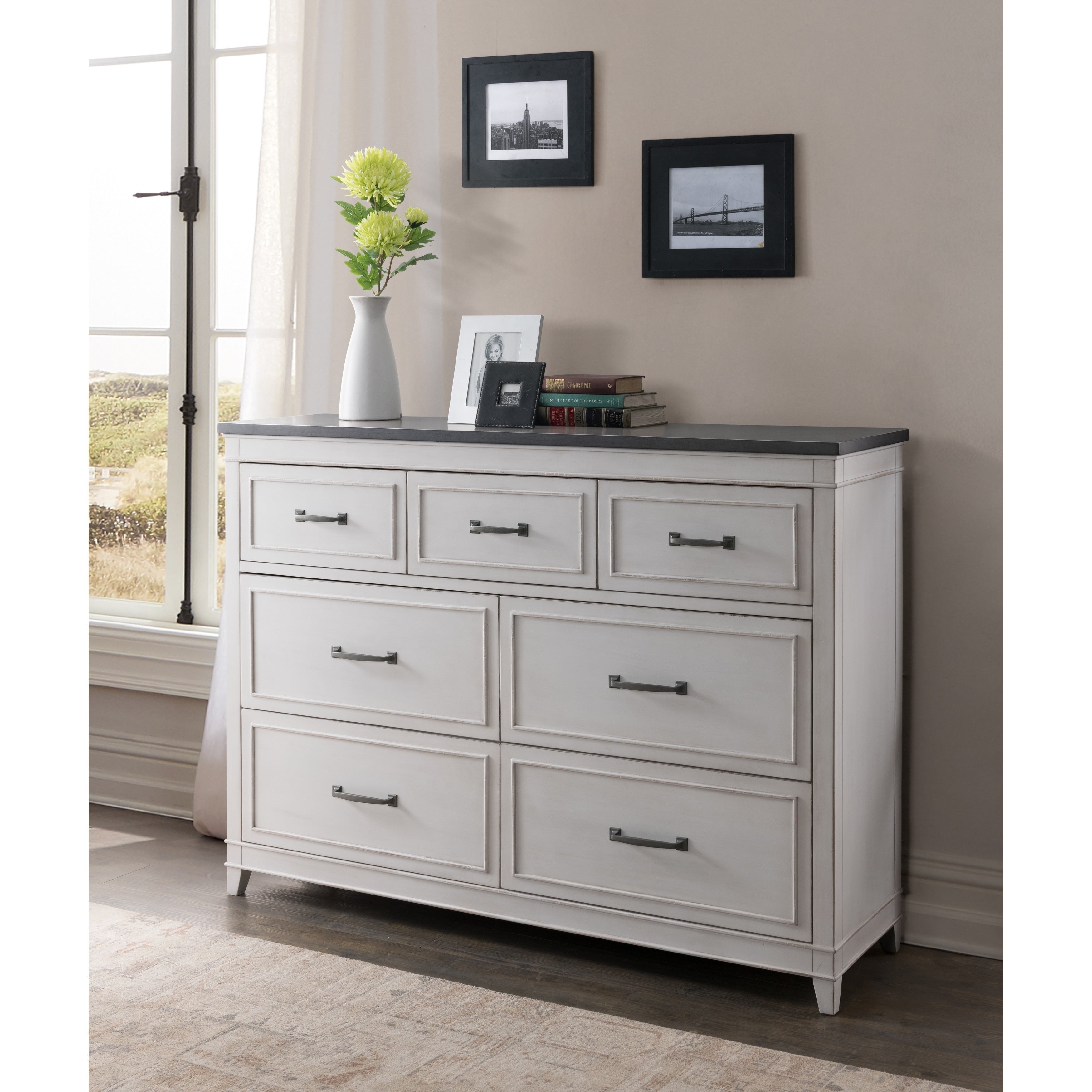 Martin Svensson Home Del Mar 7 Drawer Dresser White With Grey Top