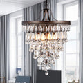 Martinee Antique Bronze And Crystal Inverted Pyramid Chandelier