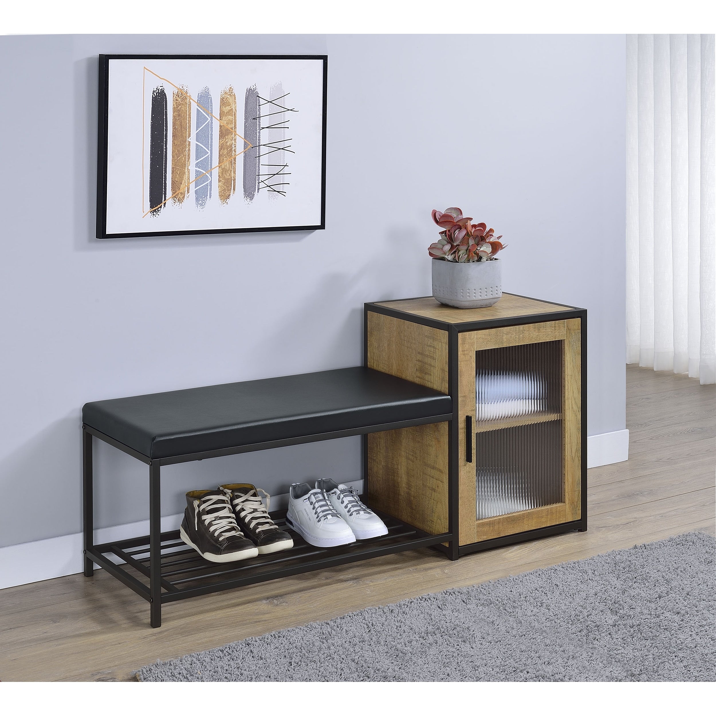 Martino Shoe Storage Entryway Bench With Cabinet Mango And Black