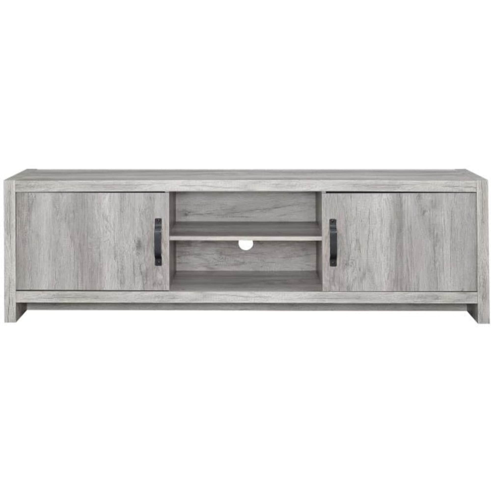 Cottage Style Wooden Tv Console With Spacious Storage Gray