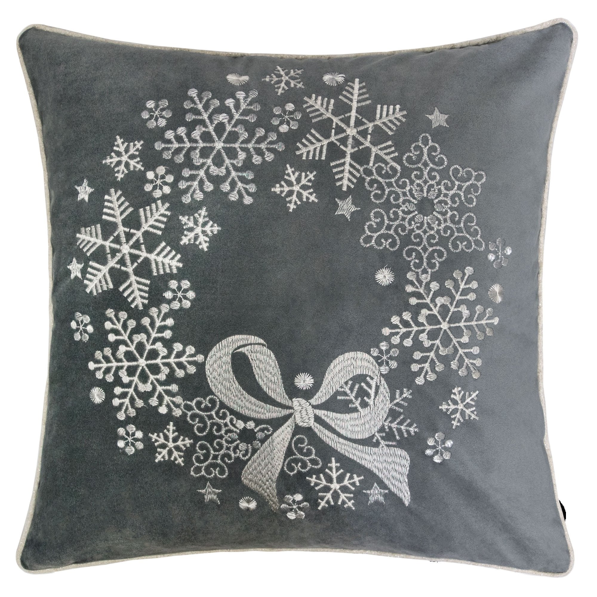 Mary Christmas Holiday Embroidery Oversize Pillow With Insert 20 X20 Gray