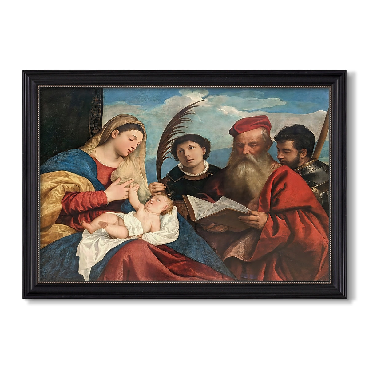 Mary And Child With Saints Stephen C 1510 Titian Custom Framed Canvas