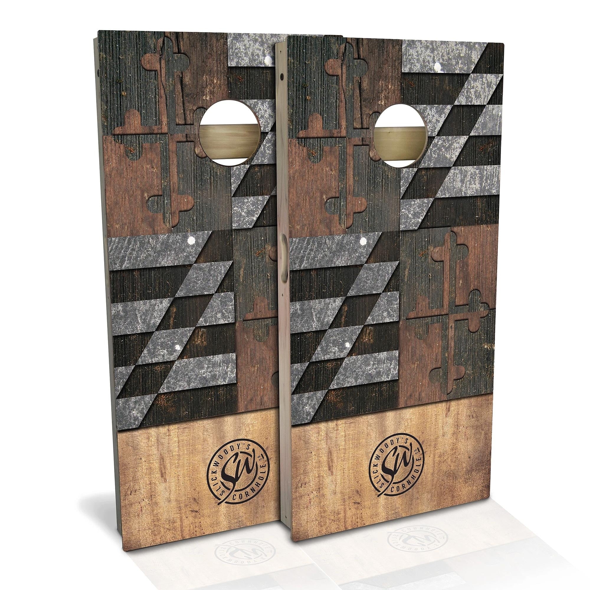 Maryland Flag Rustic Cornhole Set Choose Your Size Accessories