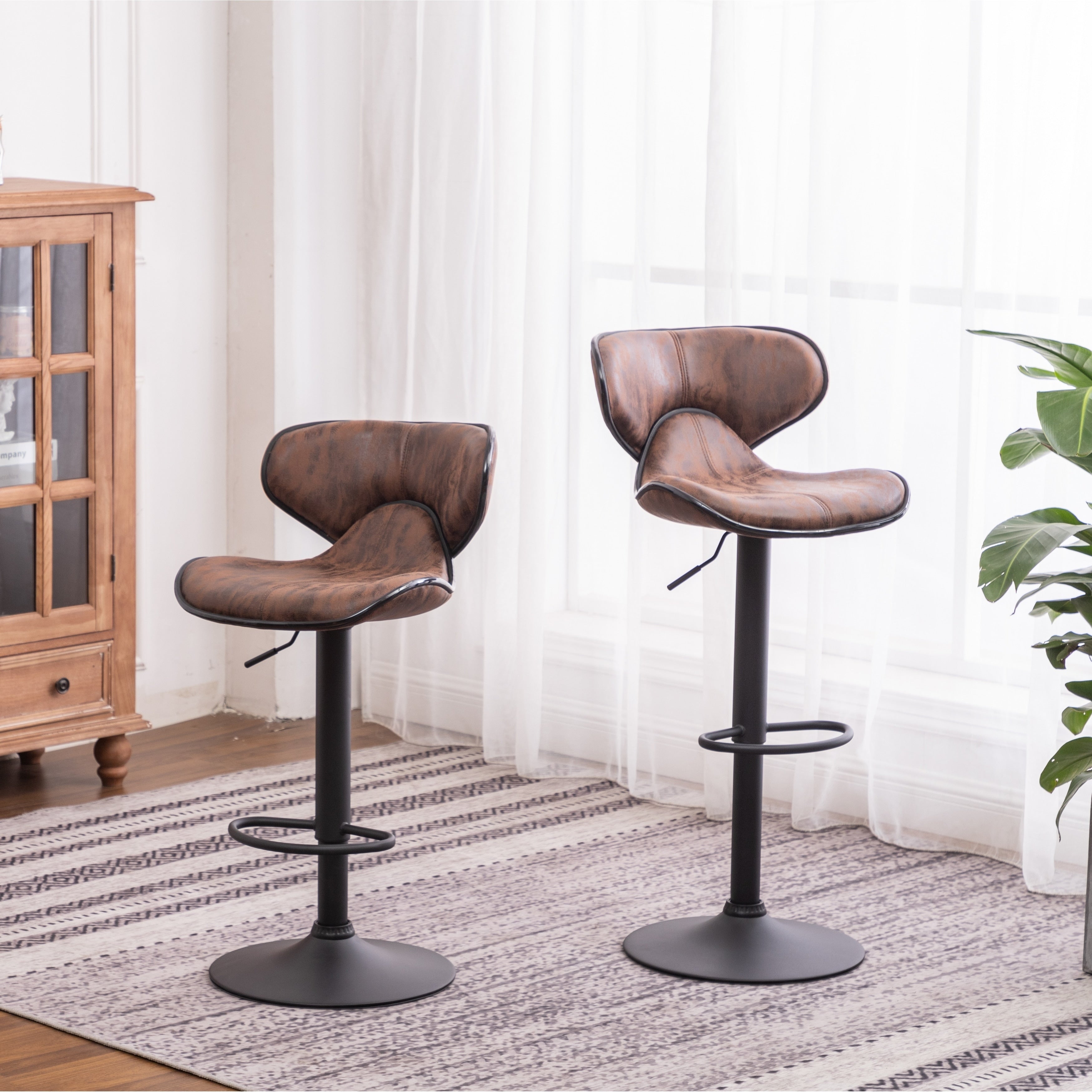 Carbon Loft Medway Weathered Airlift Adjustable Swivel Barstool Set Of 2