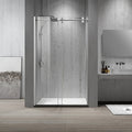 Massa 48 W X 76 H Single Sliding Frameless Shower Door In Brushed Nickel W 48 X H 76