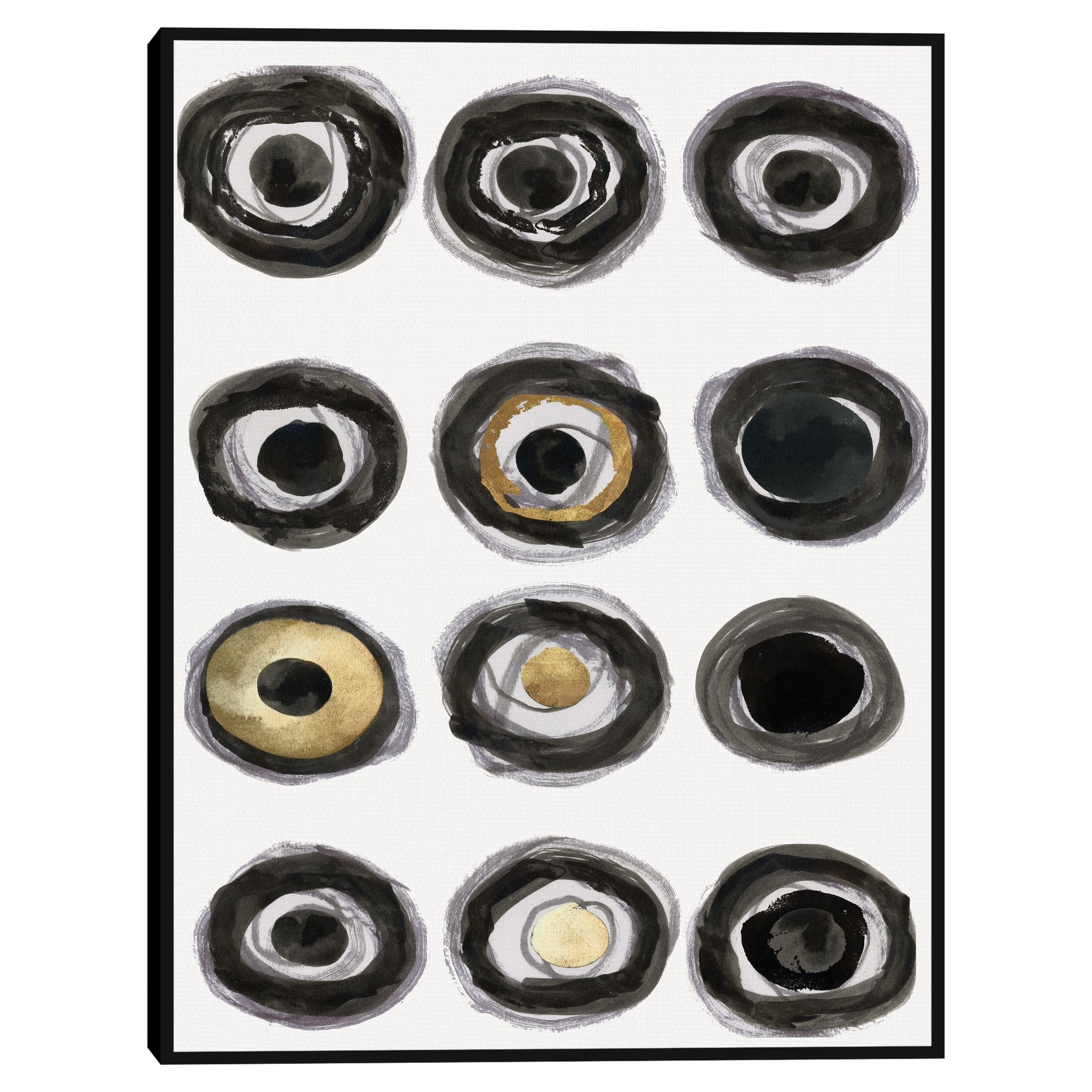 Masterpiece Art Gallery Kirklands Black White Gold Circles I By Cartissi Color Black Frame Wall Art Size 30X40