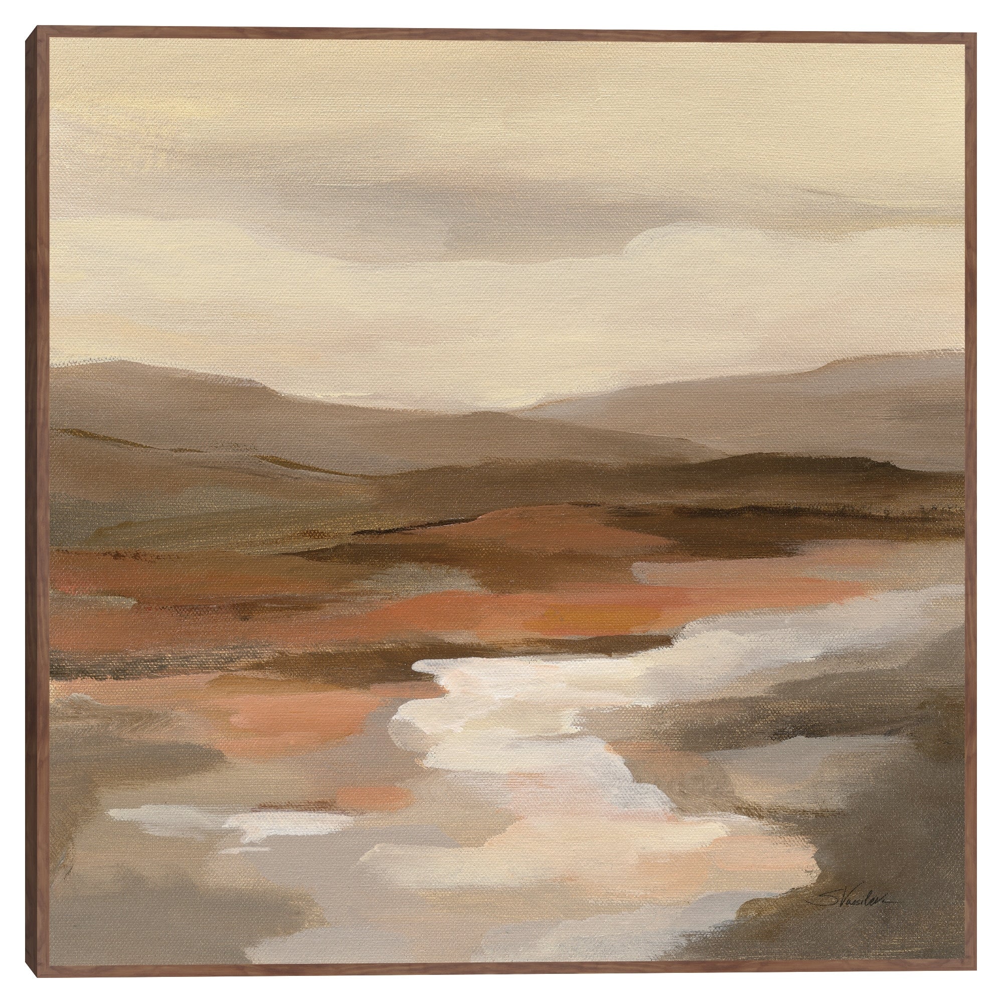 Masterpiece Art Gallery Kirklands Cinnamon Riverbank I By Silvia Vassileva Color Taupe Frame Wall Art Size 35X35