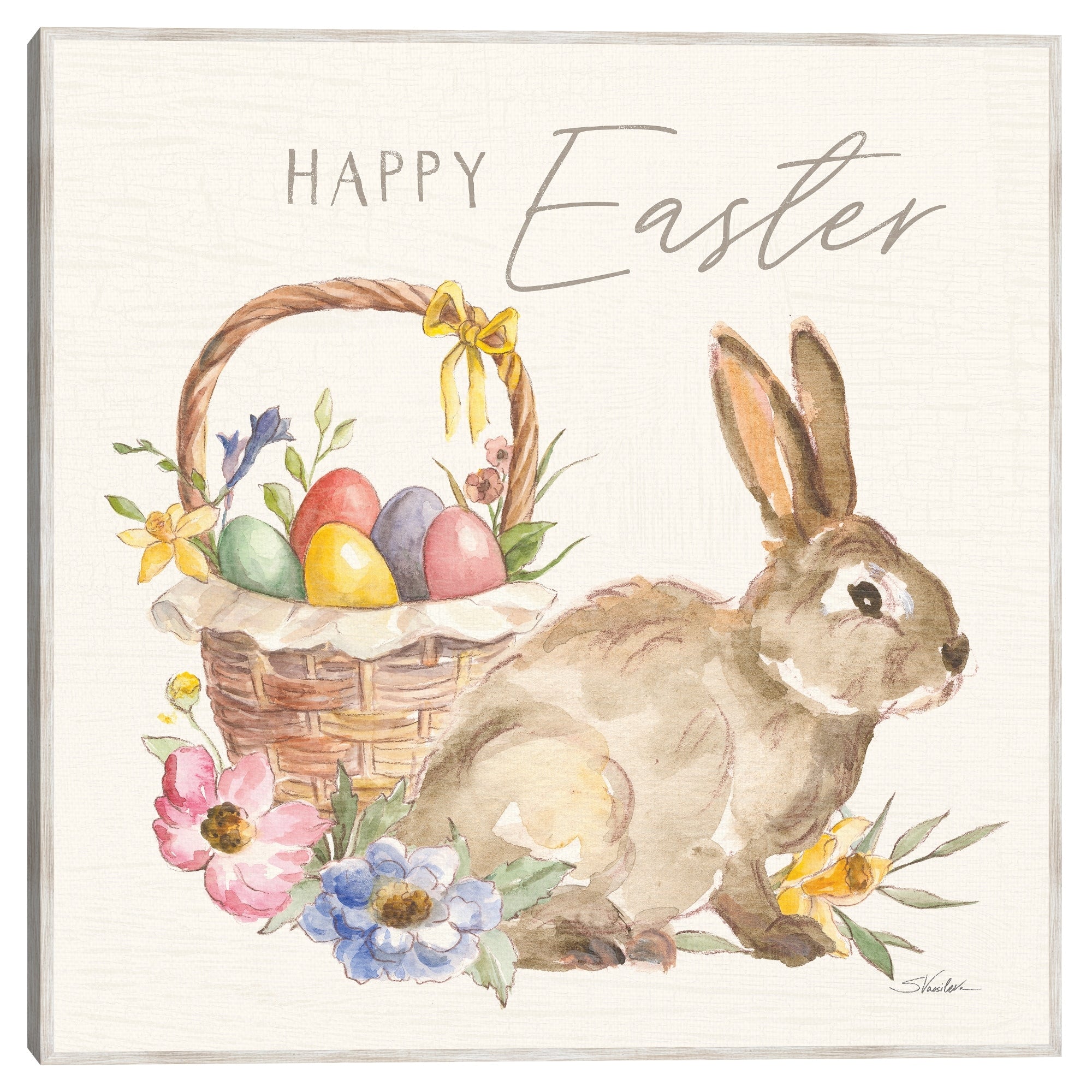 Masterpiece Art Gallery Kirklands Happy Easter Vii Bright By Silvia Vassileva Color Barnwood Frame Wall Art Size 20X20