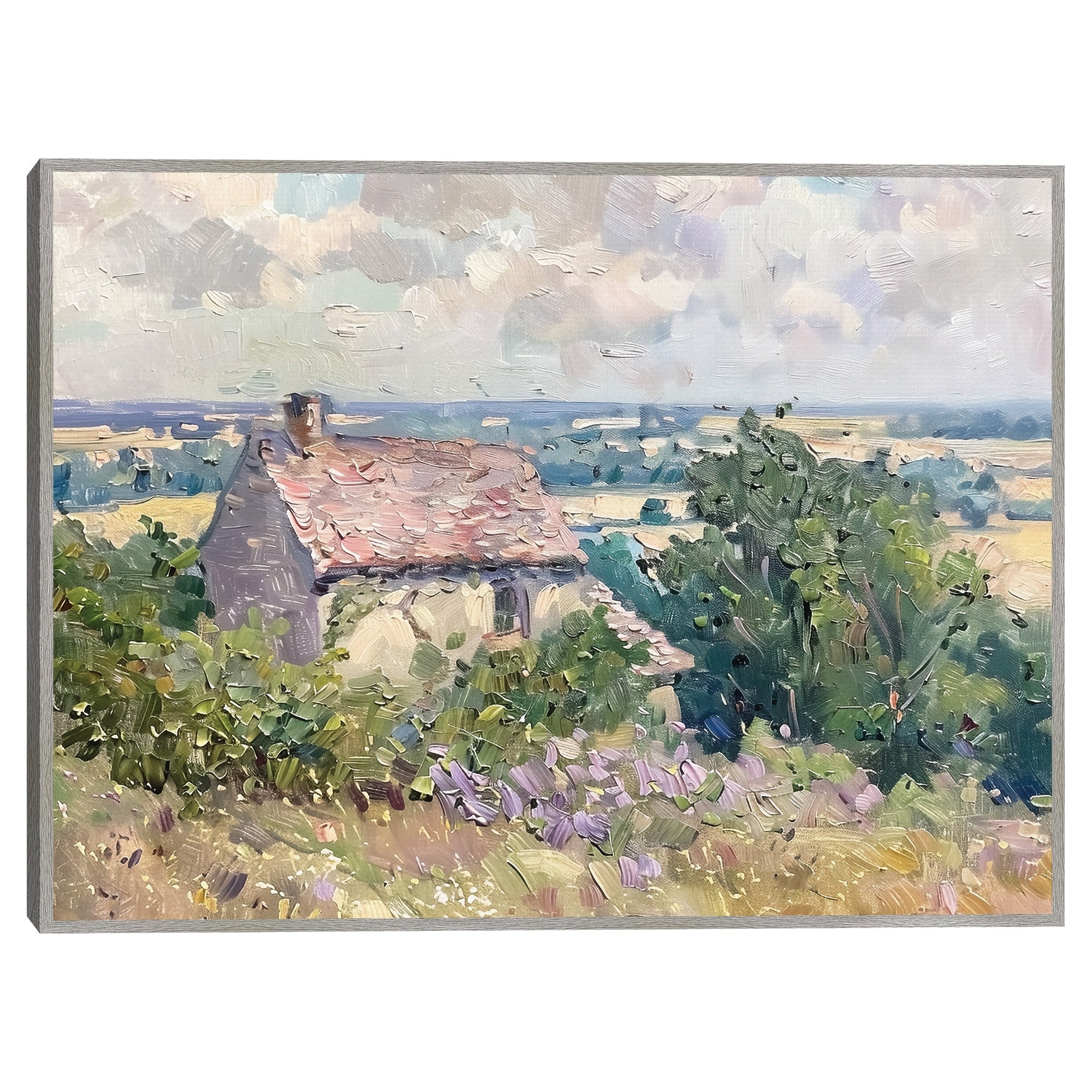 Masterpiece Art Gallery Kirklands Little House By Riley B Color New Gray Frame Wall Art Size 30X40