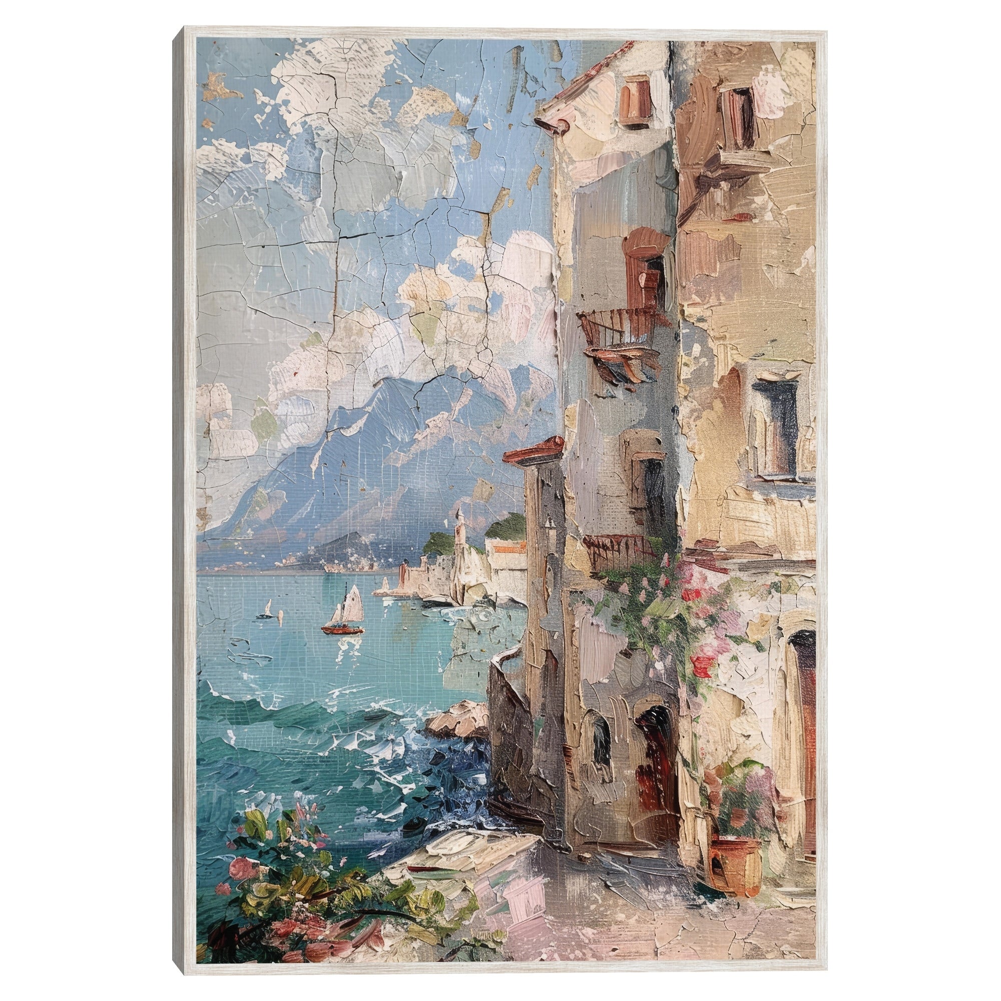 Masterpiece Art Gallery Kirklands Peaceful Seaside By Petal Prints Design Color Barnwood Frame Wall Art Size 24X36