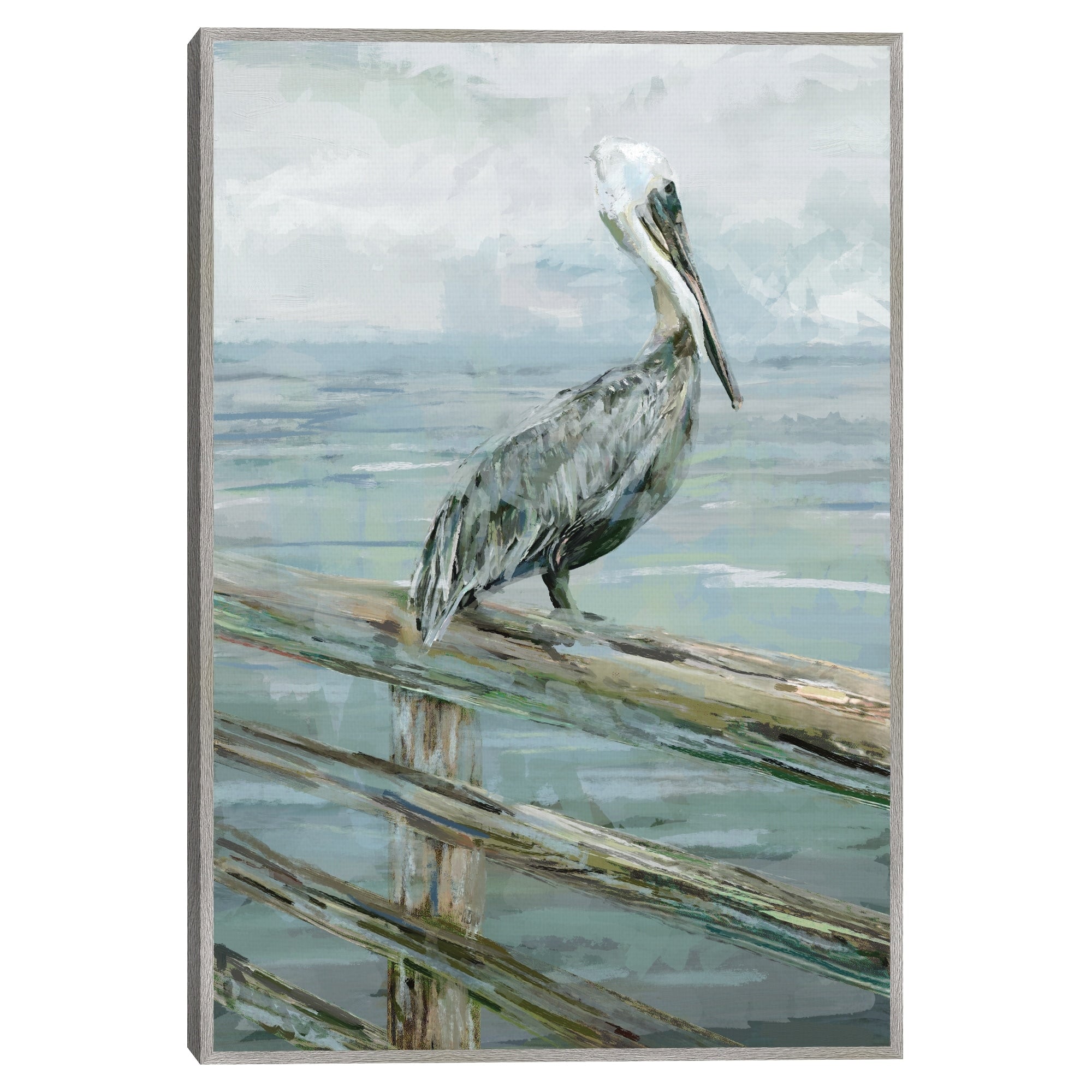 Masterpiece Art Gallery Kirklands Pierside Pelican By Studio Arts Color New Gray Frame Wall Art Size 24X36