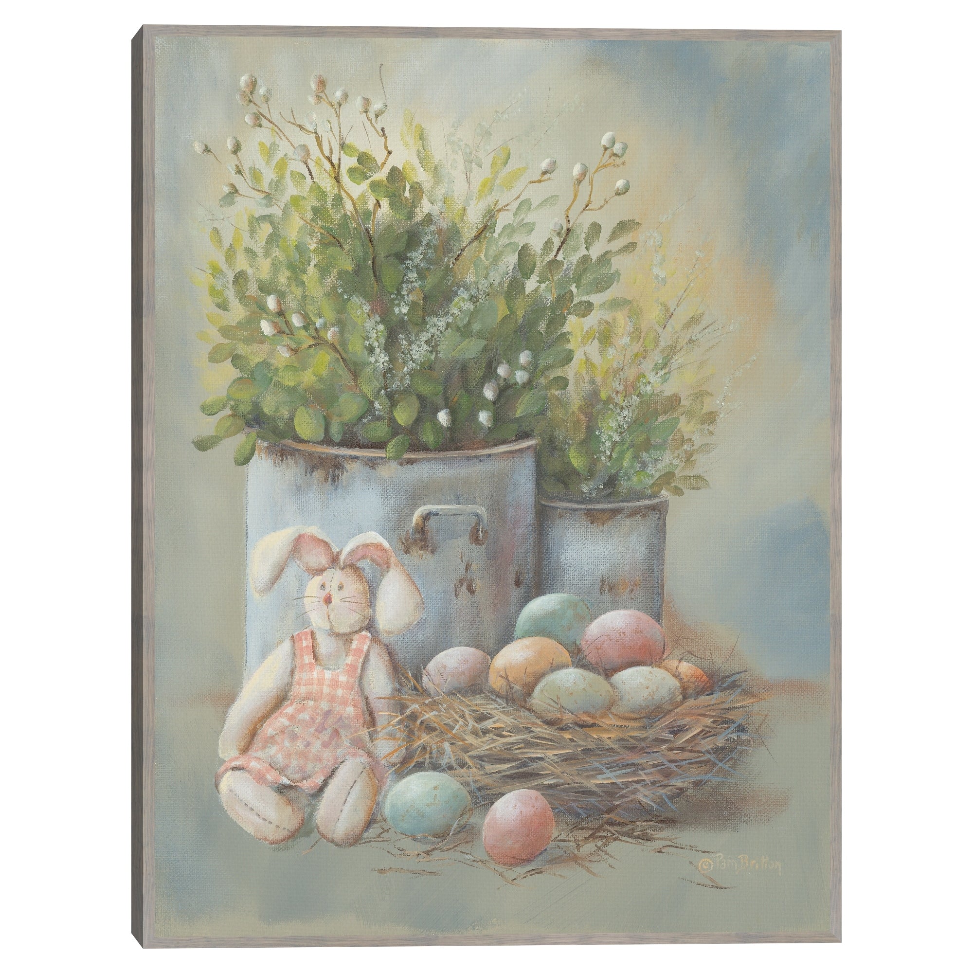 Masterpiece Art Gallery Kirklands Rustic Easter Vingnette By Pam Britton Color Light Gray Frame Wall Art Size 18X24