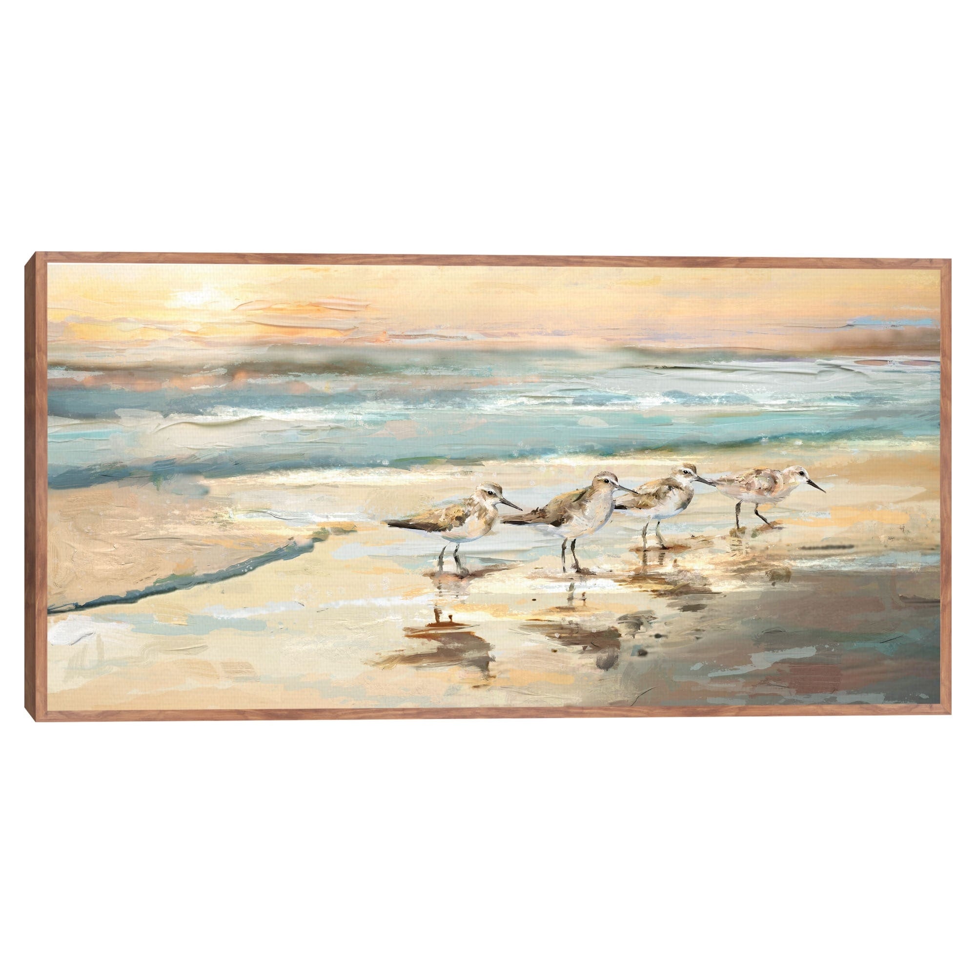 Masterpiece Art Gallery Kirklands Sandpiper Dance By Studio Arts Color Taupe Frame Wall Art Size 20X40