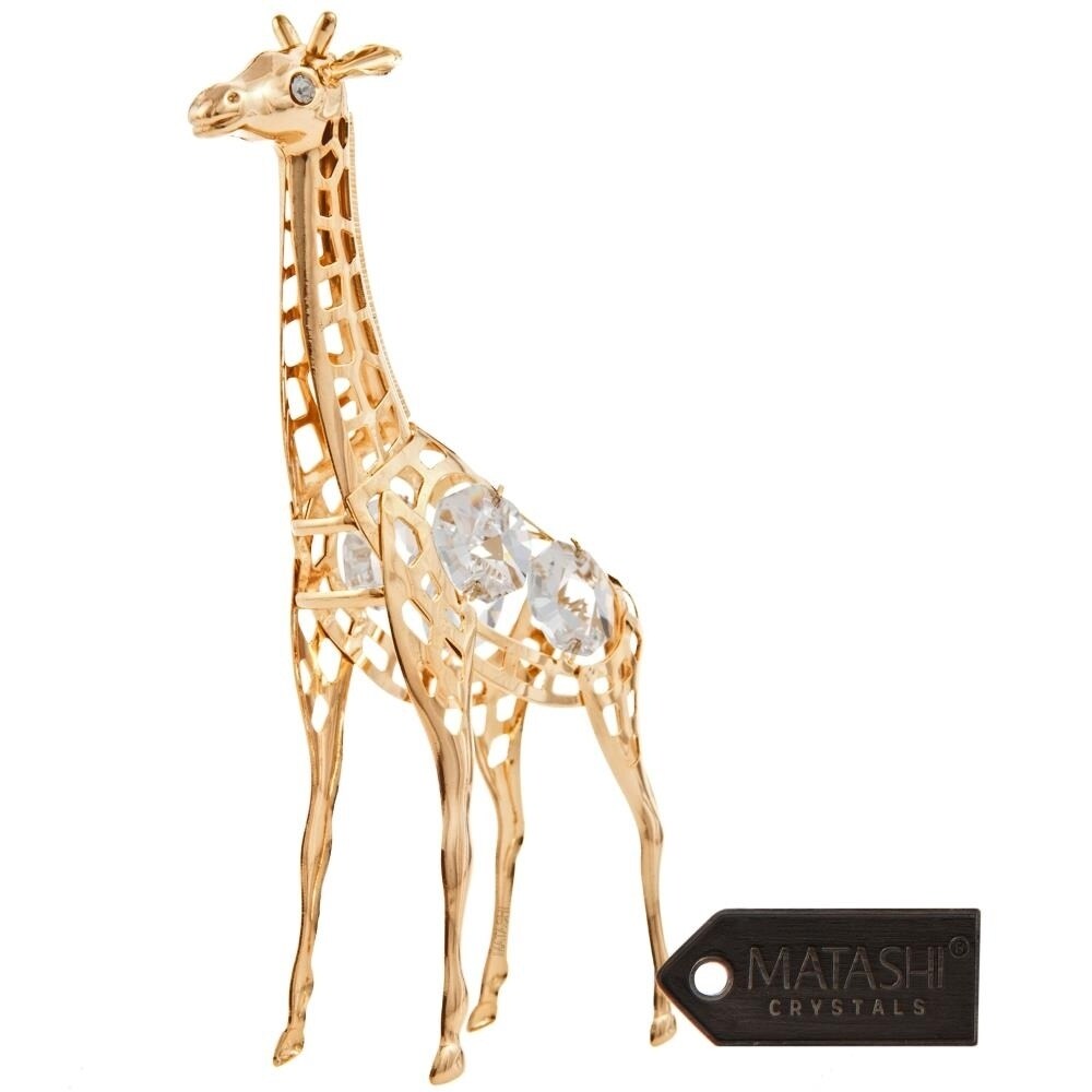 Matashi 24K Gold Plated Crystal Studded Long Necked Giraffe Ornament