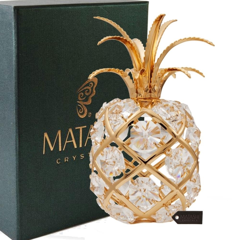 Matashi 24K Gold Plated Crystal Studded Pineapple Ornament