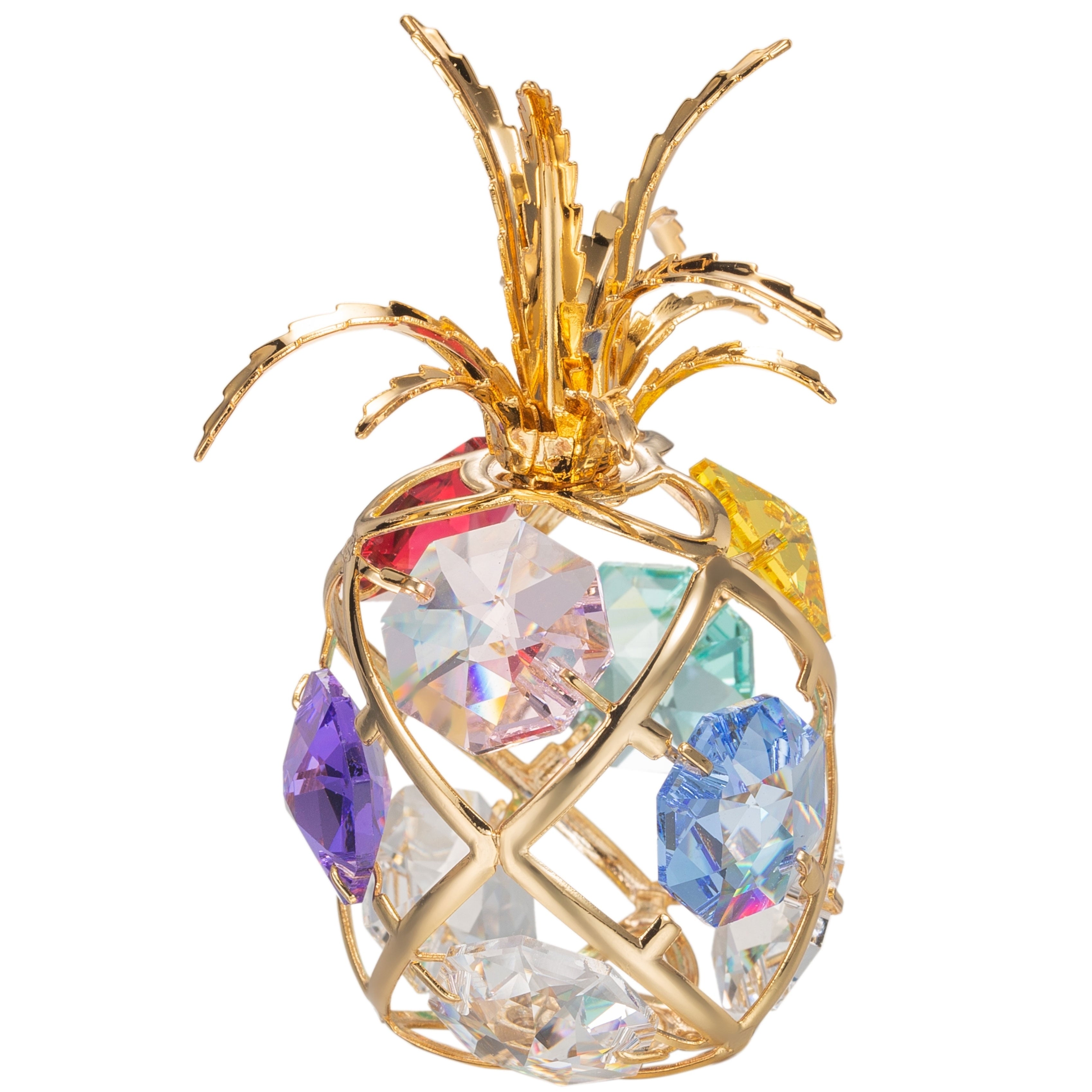 Matashi 24K Gold Plated Mini Pineapple Ornament With Colored Crystals