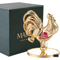 Matashi 24K Gold Plated Rooster Table Top With Red And Clear Genuine Matashi Crystals
