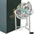 Matashi Chrome Plated Crystal Studded Silver Spinning Globe Ornament