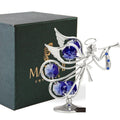 Matashi Chrome Plated W Crystal Flying Angel Playing A Trumpet Ornament