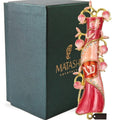 Matashi Hand Painted Red Pink Enamel Mezuzah Embellished With A Pomegranate Floral Design With Gold Accents Quality Crystals