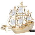 Matashi 24K Gold Plated Crystal Studded Mayflower Sailing Ship