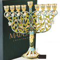 Matashi Mtmnr576 7.5 Tall Hand Painted Menorah Candelabra Embellished High Quality Blue Crystal
